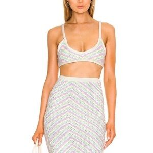For Love & Lemons Corinna Bralette Knit Crochet Festival Colorful Top Size Small